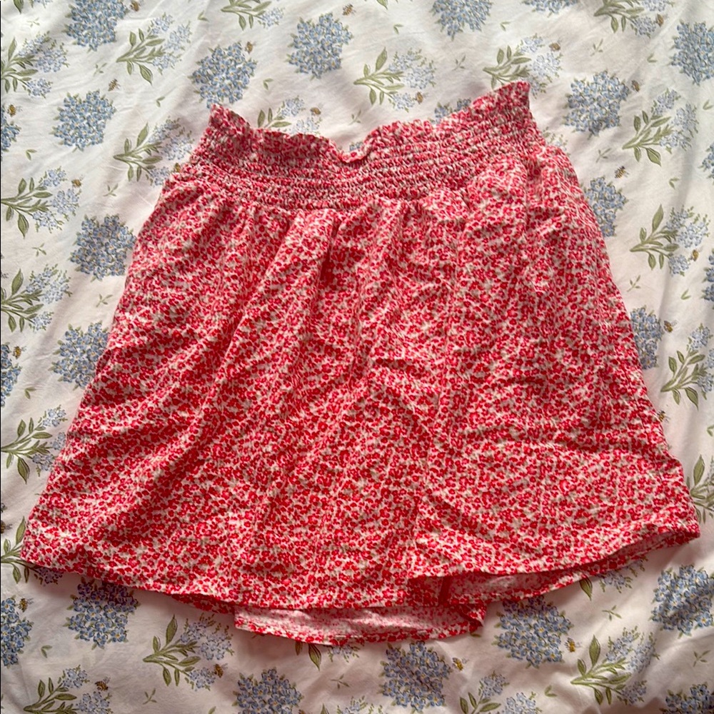 Copper Key Red and White Floral Skirt